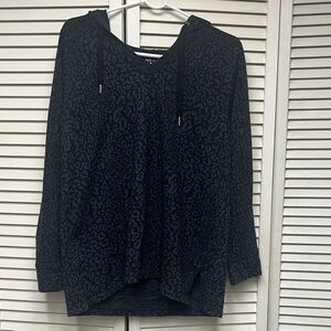 Style & Co. Blue Leopard-Print Hooded Pullover